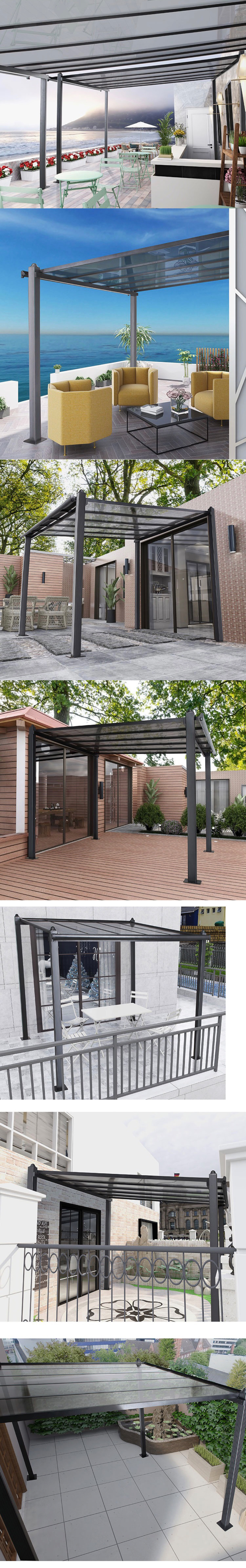 แอพลิเคชันสำหรับหลังคาโพลีคาร์บอเนต Pergola อลูมิเนียม