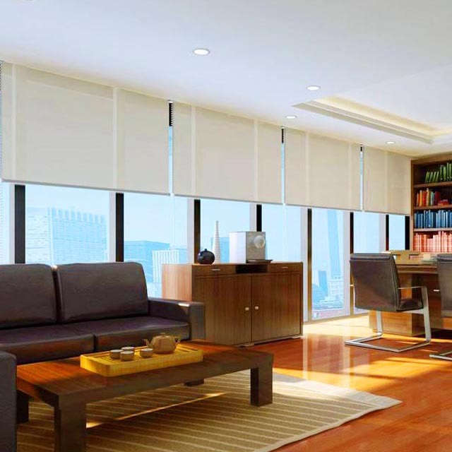 Solar Sunscreen Roller Shades สำหรับสำนักงาน 