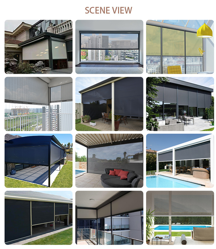 ครีมกันแดด Electric Windproof Outdoor Rail Roller Blinds