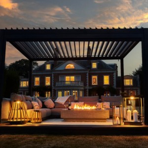 หลังคาบานเกล็ด LED Pergola แบบไฟฟ้า